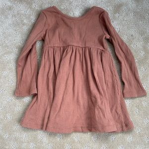 Quincy Mae ribbed long sleeve dress - clay
